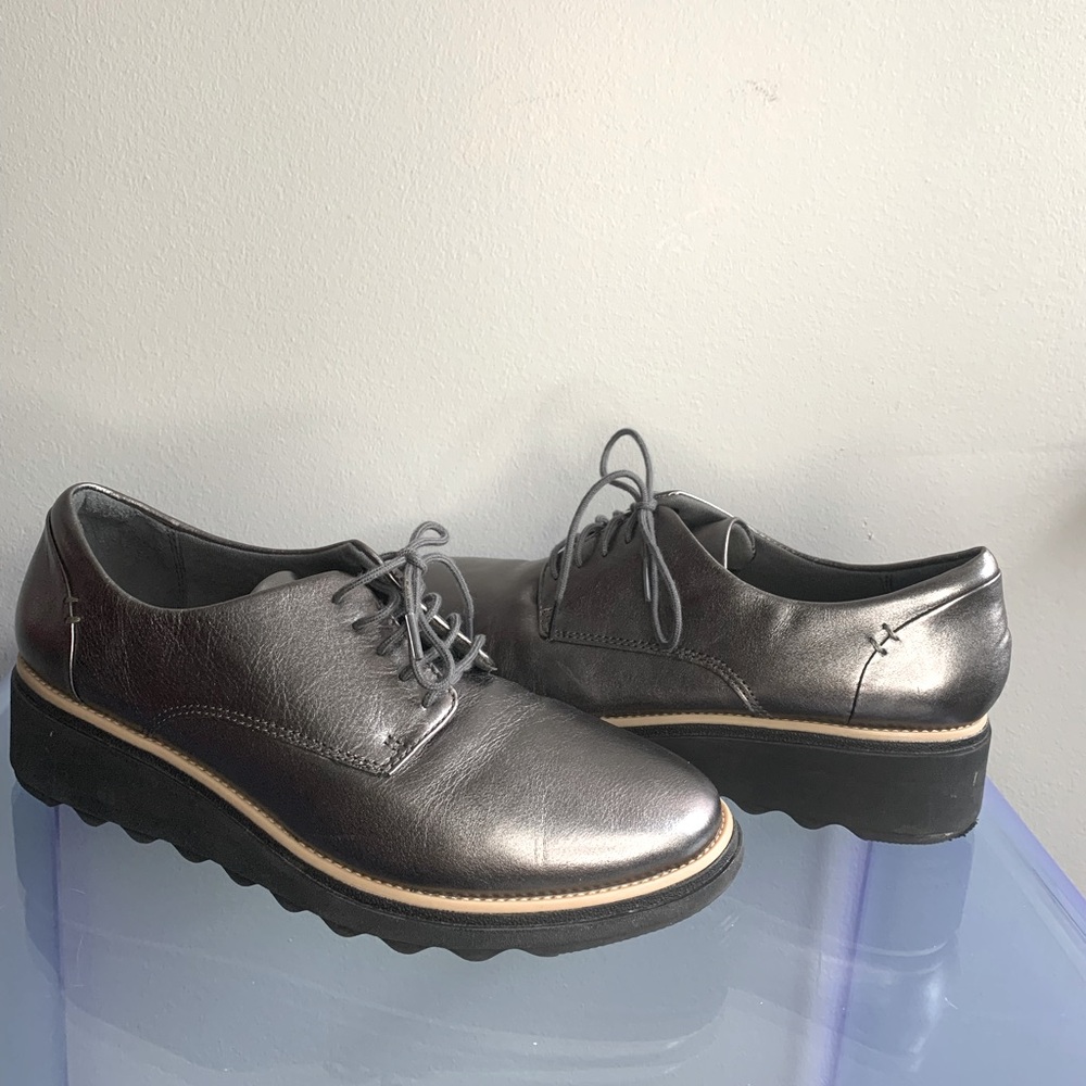 Clarks Metallic Loafers with Platform Sole